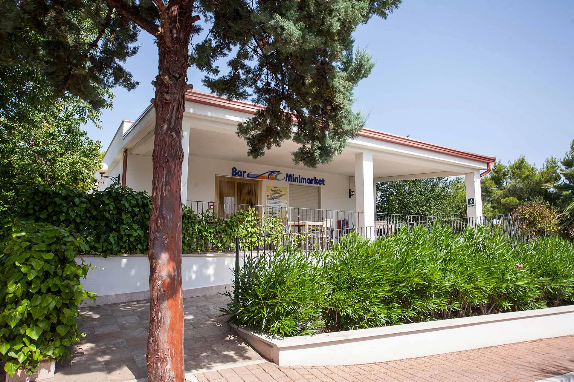 Edificio bar e minimarket del villaggio con veranda immerso nel verde